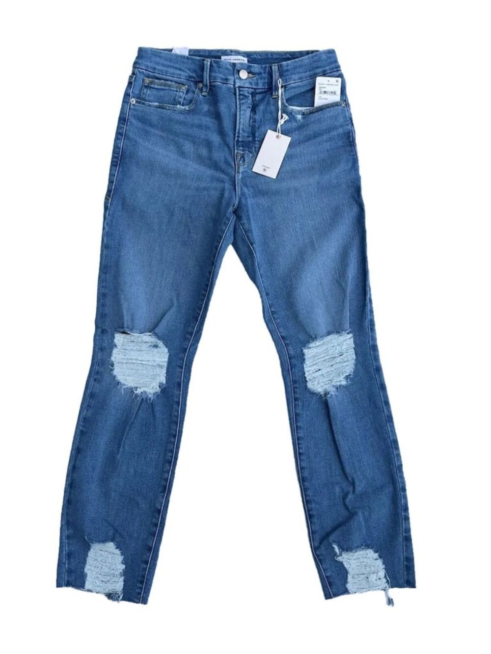 Good American Good Classic Jeans 25 28 29 Indigo 334 High Rise Straight - Picture 13 of 14